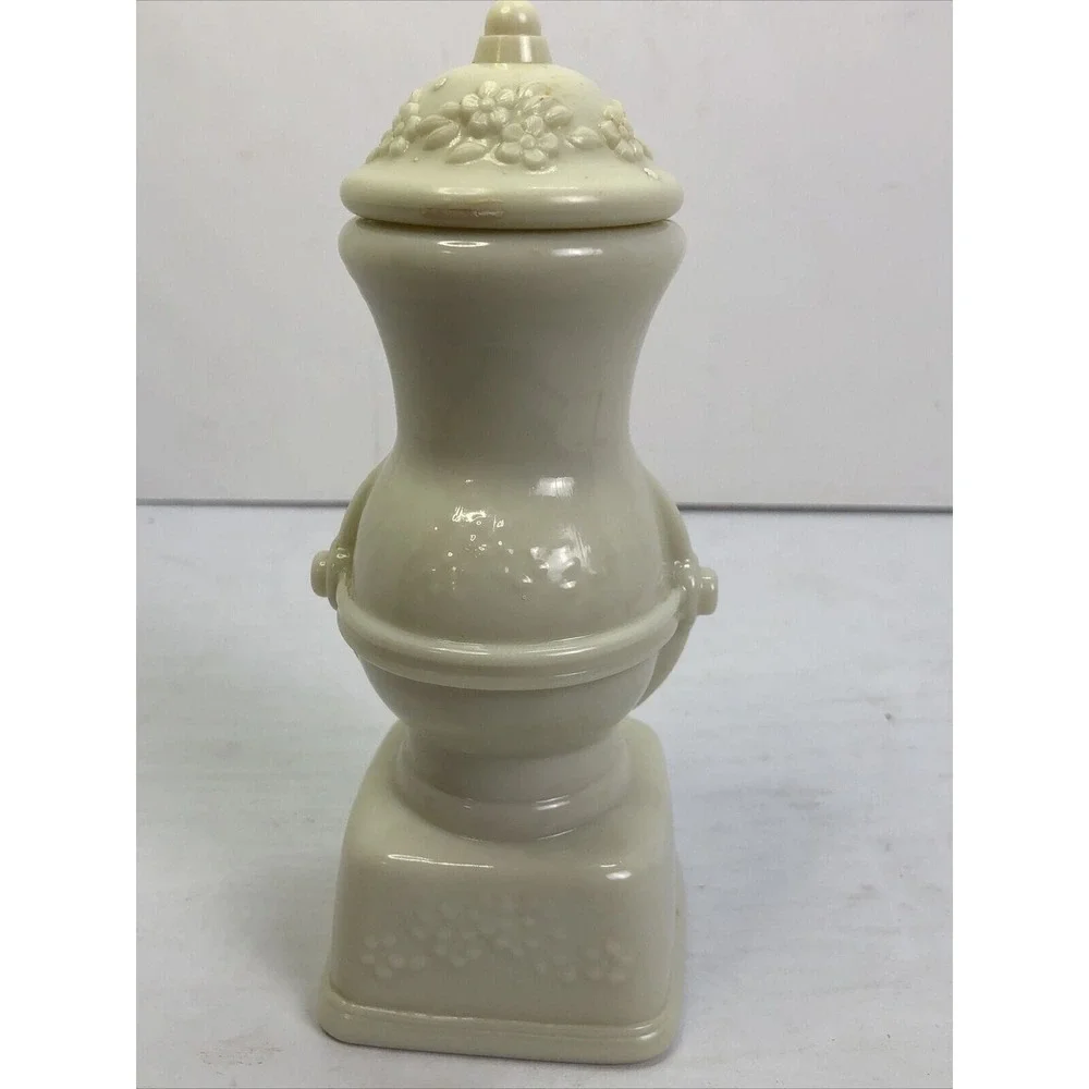 Avon Moonwind Cologne Bottle White w/ Flowers 5 Fluid Ounces Empty 6.5